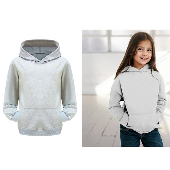 Kids Girls Hoodies Grey Hooded Long Sleeve Pullover Hoodie Sweatshirt Warm Fall Winter Clothes Little Girl Clothes 4-5 Years