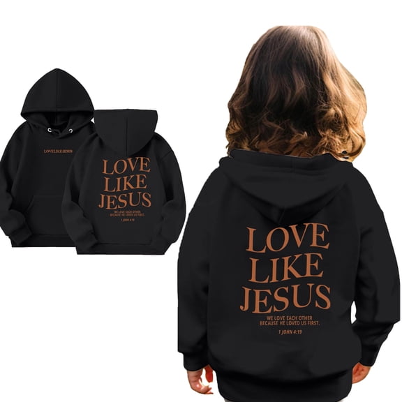 Kids Girls Hoodies Jesus Loves You Hooded Sweatshirts Long Sleeve Graphic Hoodies Comfy Loose Pullover Top Cute Sweatshirt Little Boy Clothes 5-6 Years Cute Boy Girl Clothing