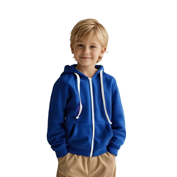 Kids Girls Hoodies Kids Blue Zip Hoodie Long Sleeve Pullover Tops Warm Fall Winter Clothes Size 5-6 Years Boys Clothes