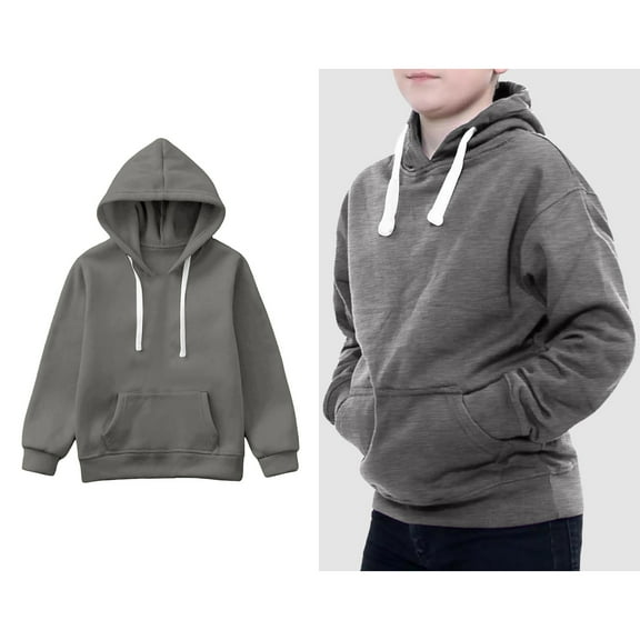 Kids Girls Hoodies Kids Grey Hooded Long Sleeve Soft Sweatshirts Top Winter Clothes 6-7 Years Boys Clothes