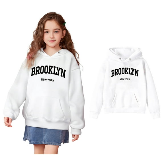 Kids Girls Hoodies Kids Letter Pattern Hoodie Casual Long Sleeve Sweatshirts Jackets Warm Fall Winter Clothes Kids Clothes for Girls 3-4 Years