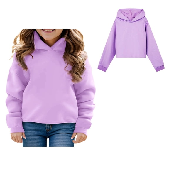 Kids Girls Hoodies Kids Purple Hooded Casual Long Sleeve Sweatshirts Fall Winter Clothes Little Girls Clothes Size 9-10 Years