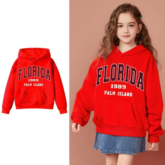 Kids Girls Hoodies Letter Pattern Hoodie Long Sleeve Hooded Sweatshirt Top Fall Winter Clothes Kids Girl Clothes 9-10 Years