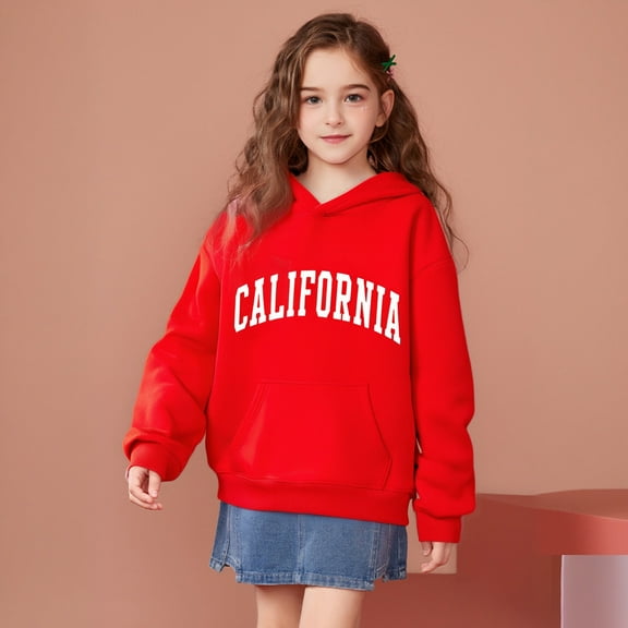 Kids Girls Hoodies Long Sleeve Hooded Sweatshirt Top Letter Print Hooded Warm Fall Winter Clothes Toddler 7-8 Years Boys Clothes
