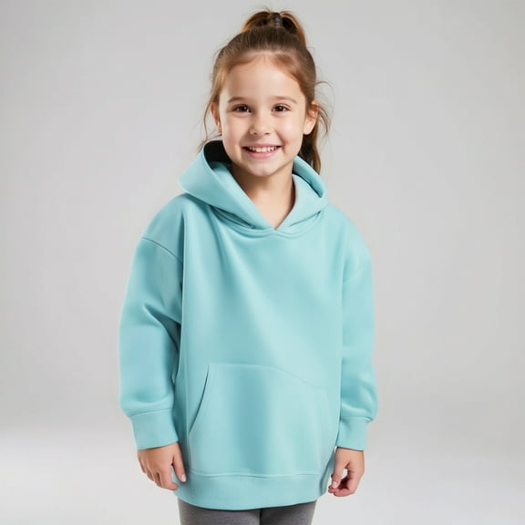 Kids Girls Hoodies Long Sleeve Lightweight Pullover Loose Sweatshirt Blue Hooded Winter Clothes Girls Clothes Size 8-9 Years