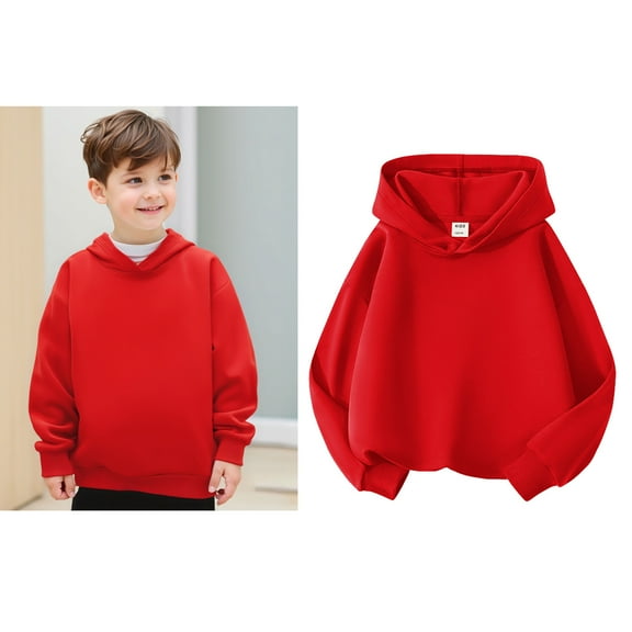 Kids Girls Hoodies Red Hoodies Long Sleeve Soft Sweatshirts Top Warm Fall Winter Clothes Girls 4-5 Years Clothes