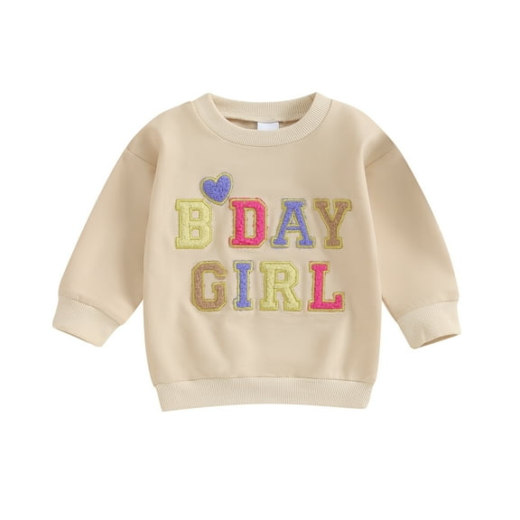 Kids Girls Hoodies Sweatshirt 6M 12M 18M 24M 3Y 4Y Long Sleeve Crew Neck Embroidery Letters Pullover Hoodie Birthday Clothes