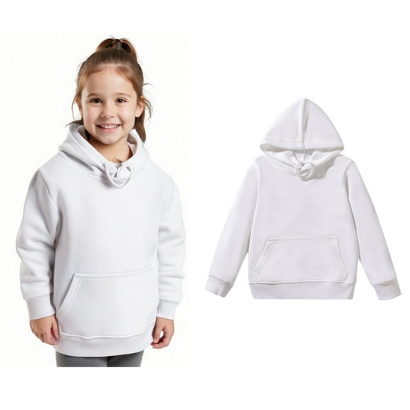Kids Girls Hoodies White Hooded Long Sleeve Lightweight Pullover Tops Loose Sweatshirt Fall Clothes Girls Sweatshirts Size 5-6 Years