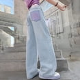 thumbnail image 1 of Kids Girls Jeans Denim Elastic Wasit Wide Leg Baggy Pants Teen Girl Clothes Kids Pants Girls 11-12 Years Girls Fashion, 1 of 9