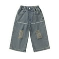 thumbnail image 1 of Kids Girls Jeans Denim Elastic Wasit Wide Leg Pants Baggy Jeans Kids for Girls 6-7 Years, 1 of 9