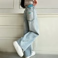 thumbnail image 1 of Kids Girls Jeans Elastic High Waist Wide Leg Denim Pants Teen Girl Clothes Clothes for Girls, 1 of 8