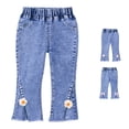 thumbnail image 1 of Kids Girls' Jeans Elastic Waist Wide-Leg Loose Soft Kids Jeans Girls 4-5 Years, 1 of 6