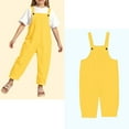 thumbnail image 1 of Kids Girls Jumpsuit Kids Casual Sleeveless Romper Girls 1 Piece Rompers with Pockets Yellow Jumpsuits Tween Summer Clothes 6-7 Years, 1 of 4