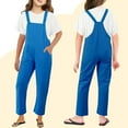 thumbnail image 1 of Kids Girls Jumpsuits Girls Overalls Kids Casual Sleeveless Girls Overalls with Pockets Blue Jumpsuits Preppy Summer Clothes 6-7 Years, 1 of 5