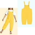 thumbnail image 1 of Kids Girls Jumpsuits Girls Overalls Kids Casual Sleeveless Girls Overalls with Pockets Yellow Jumpsuit Girl Size 8-9 Years Clothes, 1 of 4