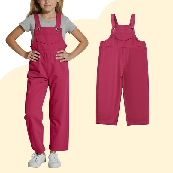 Kids Girls Jumpsuits Kids Casual Sleeveless Overalls Girls 1 Piece Rompers with Pockets Red Jumpsuits Girls Size 9-10 Years Clothes