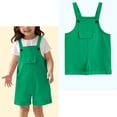 thumbnail image 1 of Kids Girls Jumpsuits Kids Casual Sleeveless Overalls Girls Loose Rompers with Pockets Green Jumpsuits Size 4-5 Years Girls Clothes, 1 of 4