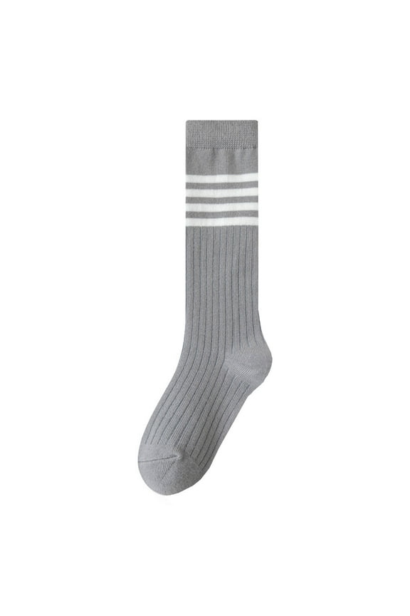 Toddler Girls Socks 4-6 Years Kids Girls Knee High Socks Cotton Cute Sport School Fashion Stripe Sock Hiking Socks Grey, XL