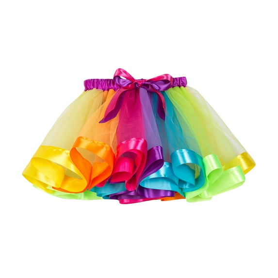 Kids Girls Layered Ballet Rainbow Tutu Skirt Party Mesh Tulle Dance Skirt Outfits
