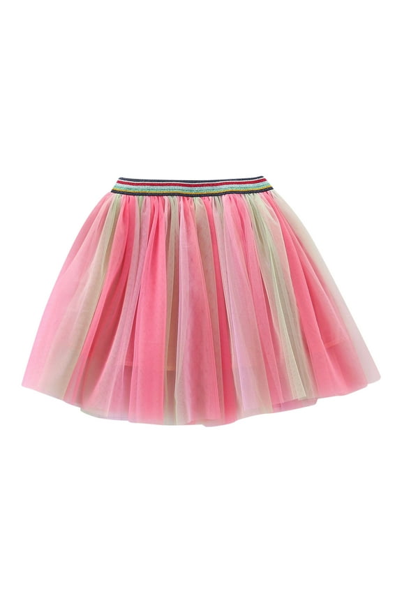 Kids Girls Layered Ballet Rainbow Tutu Skirts Party Rainbow Star Tulle Dance Skirt