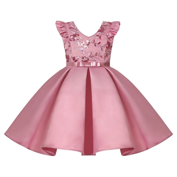 Kids Girls Layered Tulle Dress Pink Sleeveless Special Occasion Dress Hawaiian Dresses for Girls 5-6 Years