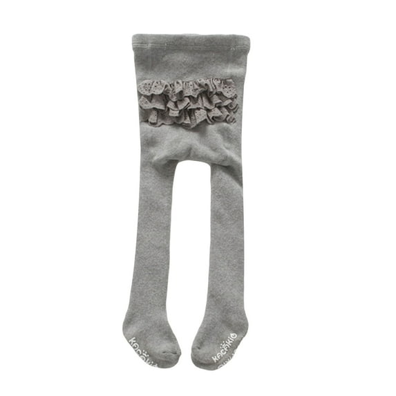 Kids Girls Legging Stockings Ruffle Patchwork Bottom Tights Toddler Anti Slip Knit Warm Cotton Pants