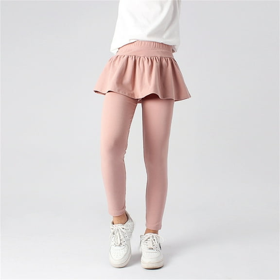 Girl Leggings with Ruffle Skirt Pants Cotton Ruffle Skirt Lined Skirt Pants School Uniform Pants Warm Winter Pantskirt for Toddler Kids Size 10-12