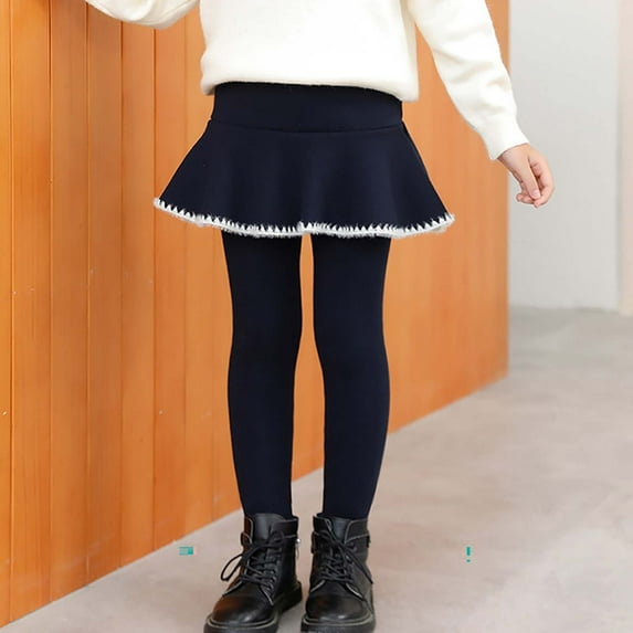 Kids Girls Leggings Pants with Skirts Cotton Ruffle Skirt Lined Skirt Pants School Uniform Tutu Winter Warm Pants for Toddlers 3T