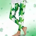 thumbnail image 1 of Kids Girls Leggings St. Patrick's Day Striped Shamrock Pattern Stretchy Pull-on Tights for School Festival Celebration, 3-8Y, 1 of 7