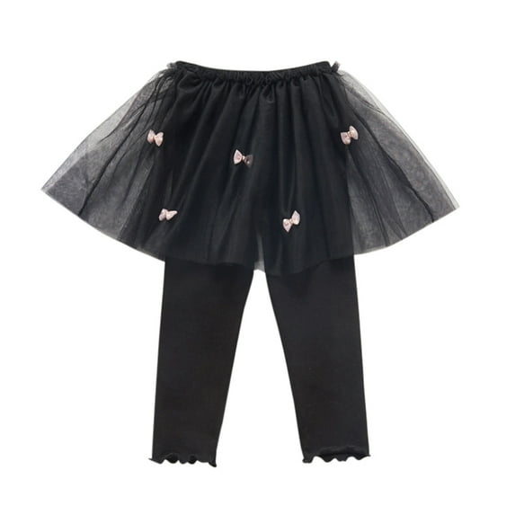 Kids Girls Leggings Tutu Pantskirts Footless Stretchy Legging with Layered Skirt Pants 2-8Years