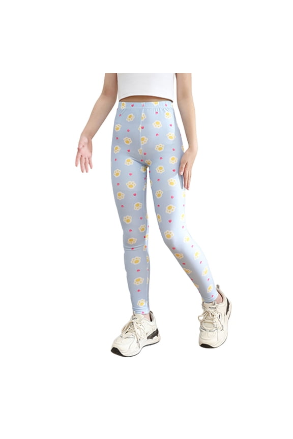 Kids Girls Leopard Print Leggings Full Length Milk Silk Fabric Stretchy Slim Fit Casual Trousers Stylish Bottoms for Summer Camouflage 5 Years-6 Years