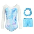 thumbnail image 1 of Kids Girls Leotards Gymnastics Embroidery Glitter Tumbling Dancewear and Shorts Bottoms Set,5-12Y, 1 of 11
