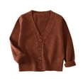 thumbnail image 1 of Kids Girls Lightweight Sweater Cardigan Size 8 Long Sleeve Button Down Knit Tops Fall Casual Cute Outerwear School Uniform 2-3 Years, Brown, 1 of 6
