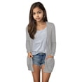 thumbnail image 1 of Kids Girls Long Cardigan Casual Fall Lightweight Long Sleeve Open Front Coat with Pockets Outerwear Jacket 13-14 Years, 1 of 6