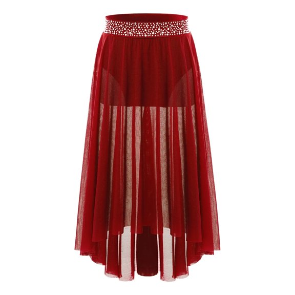 Kids Girls Long Nylon Ballet Skirts Children Lyrical Soft Ballet Dress Black Burgundy Pink White Ballet Dance Costume