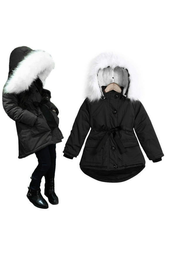 Kids Girls Long Parka Winter Coats for Toddler Hooded Down Coat Packable Lightweight Puffer Jacket with Fu𝐫 Hood