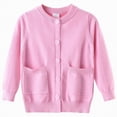 thumbnail image 1 of HCNTES Kids Girls Long Sleeve Cardigan Sweater Button Down Pockets Solid Color Shirts Cute Stylish Jacket For Toddler Girls(6-7 Years,G48-Pink), 1 of 7