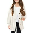 thumbnail image 1 of Kids Girls Long Sleeve Cardigans Open Front Cable Knit Chunky Oversized Outerwear Coat, 1 of 4