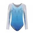 thumbnail image 1 of Kids Girls Long Sleeve Gymnastic Leotard Color Gradient Sparkly Ballet Dance One Piece Outfit Practice Outfits, 5-12 Years, 1 of 7