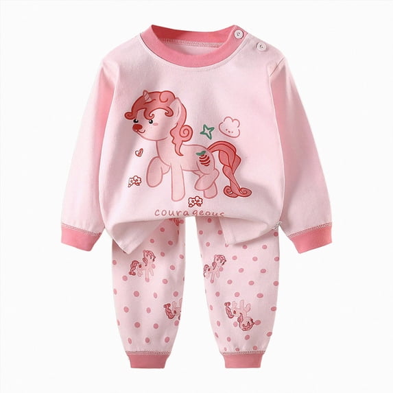 Kids Girls Long Sleeve Pajamas Sleepwears Pajama Cute Pjs for Toddler Clothes 6-12 Months 12-24 Months 2t 3t 4t 5t 6t 7t 8t 9t Children(Light Pink,3-6 Months)