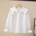 thumbnail image 1 of Kids Girls Long Sleeve Party Blouses Elegant Ruffled Button Down Shirts School Tops Watermelon Red 3-4 Years, 1 of 3