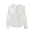 thumbnail image 1 of Kids Girls Long Sleeve Party Blouses Kids Elegant Ruffled Button Down Shirts School Tops 3-13Years, 1 of 3