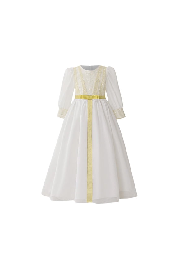 Kids Girls Long Sleeve Prayer Abaya Clothes Loose Fit Kaftan Maxi Gown Muslim Dress Halloween Fancy Dress White A 7-8 Years