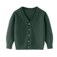 thumbnail image 1 of Kids Girls Long Sleeved V-Neck Sweater Knitted Cardigan Soft Cotton Casual Cozy Wear for Autumn Winter Special Occasions and Daily Activities Army Green 3-4 Years, 1 of 6