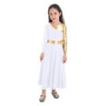 thumbnail image 1 of Kids Girls Metallic Ballet Lyrical Praise Dance Long Dress Liturgical WorshipChurch Dresses, 1 of 7