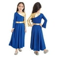 thumbnail image 1 of Kids Girls Metallic Ballet Lyrical Praise Dance Long Dress Liturgical WorshipChurch Dresses, 1 of 7
