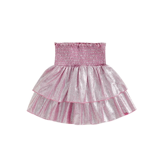 Kids Girls Metallic Sequin Skirt Sparkle Glitter Shiny Pleated Skirts ...