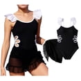 thumbnail image 1 of Kids Girls One Piece Swimsuits with Cover up Skirt Quick Dry Beach Summer Swimsuit Girls Kids Girls Bathing Suit Size 9-10 Years, 1 of 7