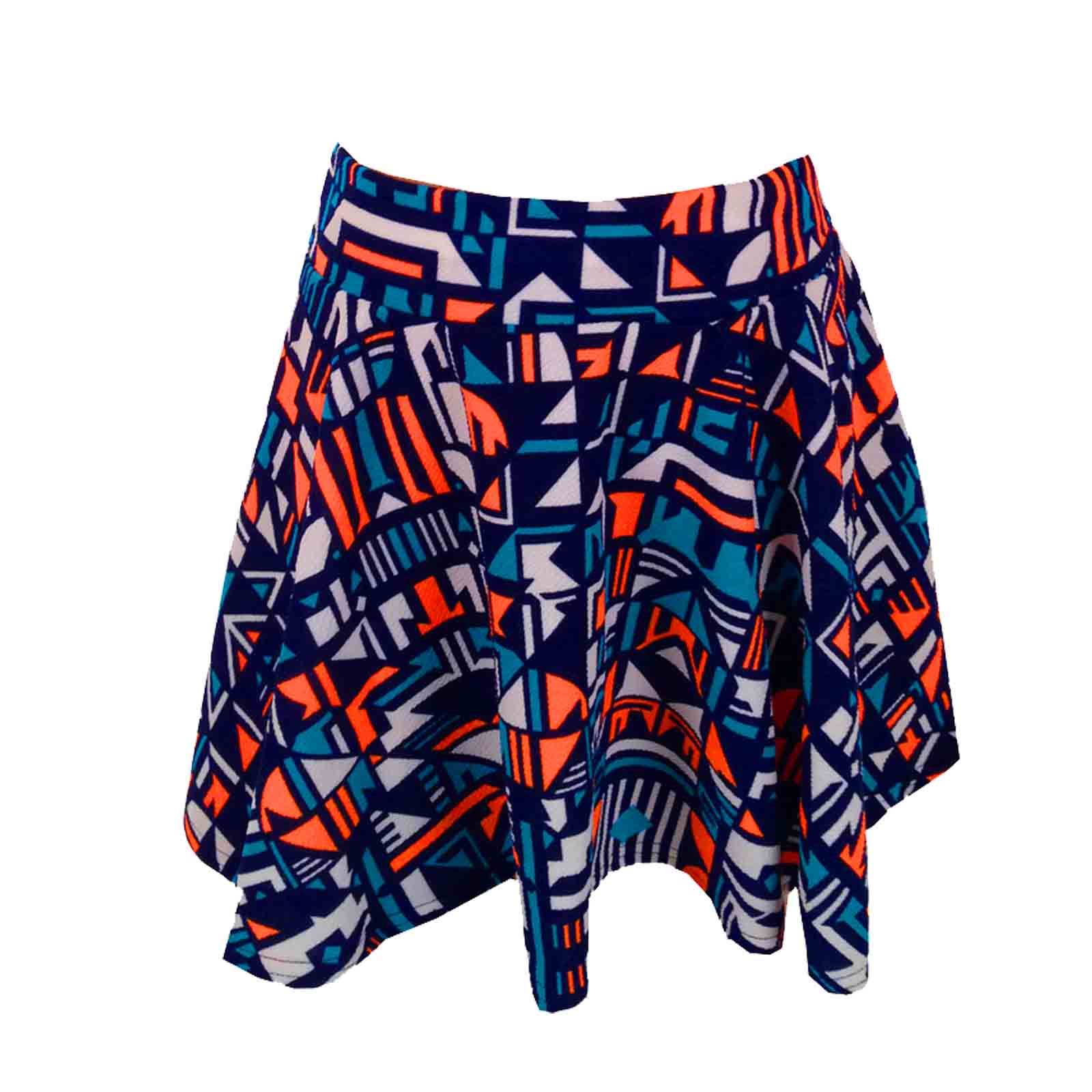 Kids Girls Orange & Blue Aztec Print Skater Skirt Midi Dress Crop Top ...