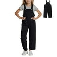 thumbnail image 1 of Kids Girls Overalls Black Pants for Girls Sleeveless Loose Casual Sleeveless Loose Size 3T Girls Clothes, 1 of 7